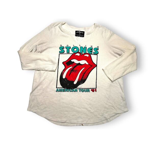The Rolling Stones Cream Waffle Thermal Oversized Tee Size 2 - Picture 2 of 8